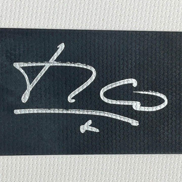Framed Autographed/Signed Luis Figo 33x42 Real Madrid White Jersey BAS COA