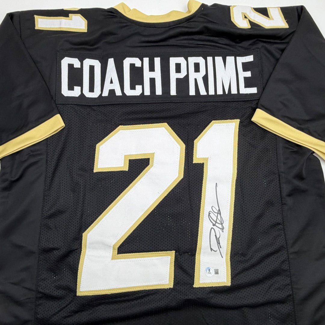 Autographed/Signed Deion Sanders Coach Prime Colorado Black Jersey Beckett COA