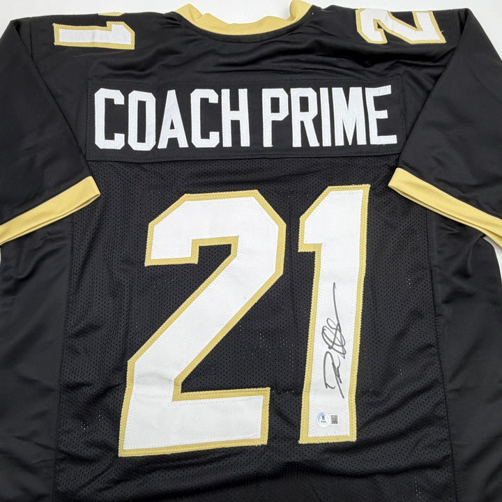 Autographed/Signed Deion Sanders Coach Prime Colorado Black Jersey Beckett COA