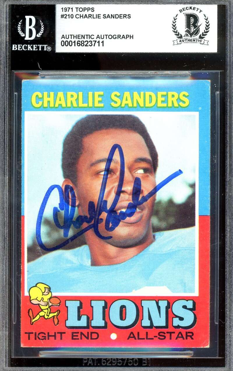 Charlie Sanders Beckett BAS Signed 1971 Topps Rookie Autograph