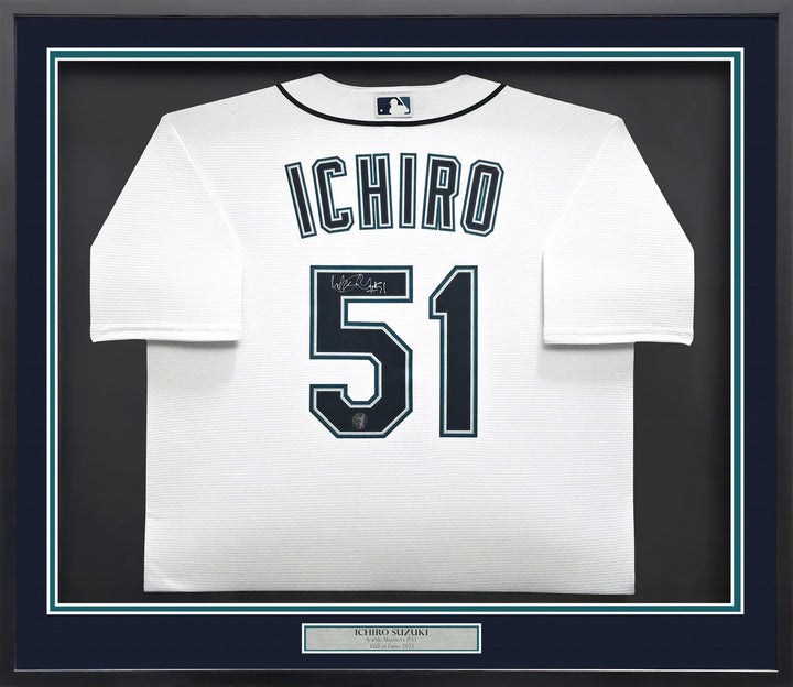 Seattle Mariners Ichiro Suzuki Signed Framed White Nike Jersey IS Holo