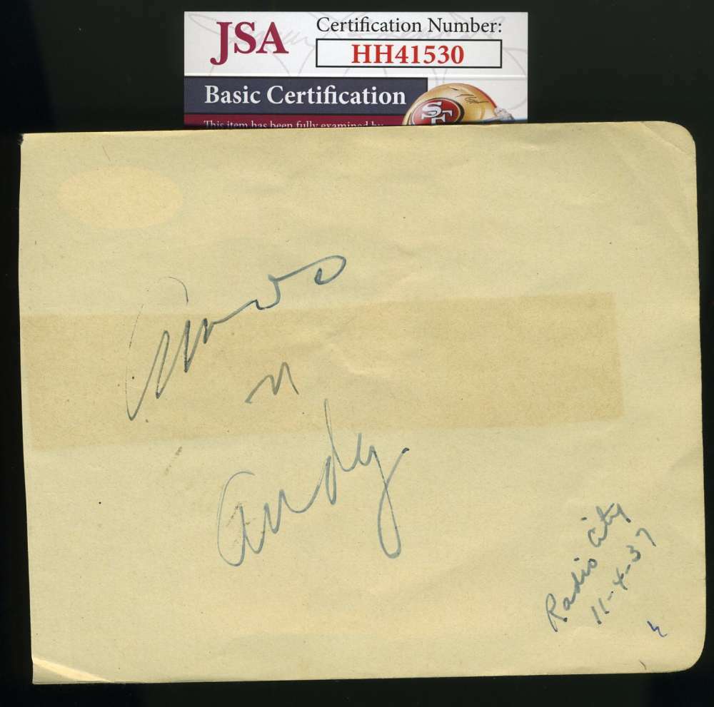 Amos And Andy JSA Coa Signed 1937 Album Page Autograph