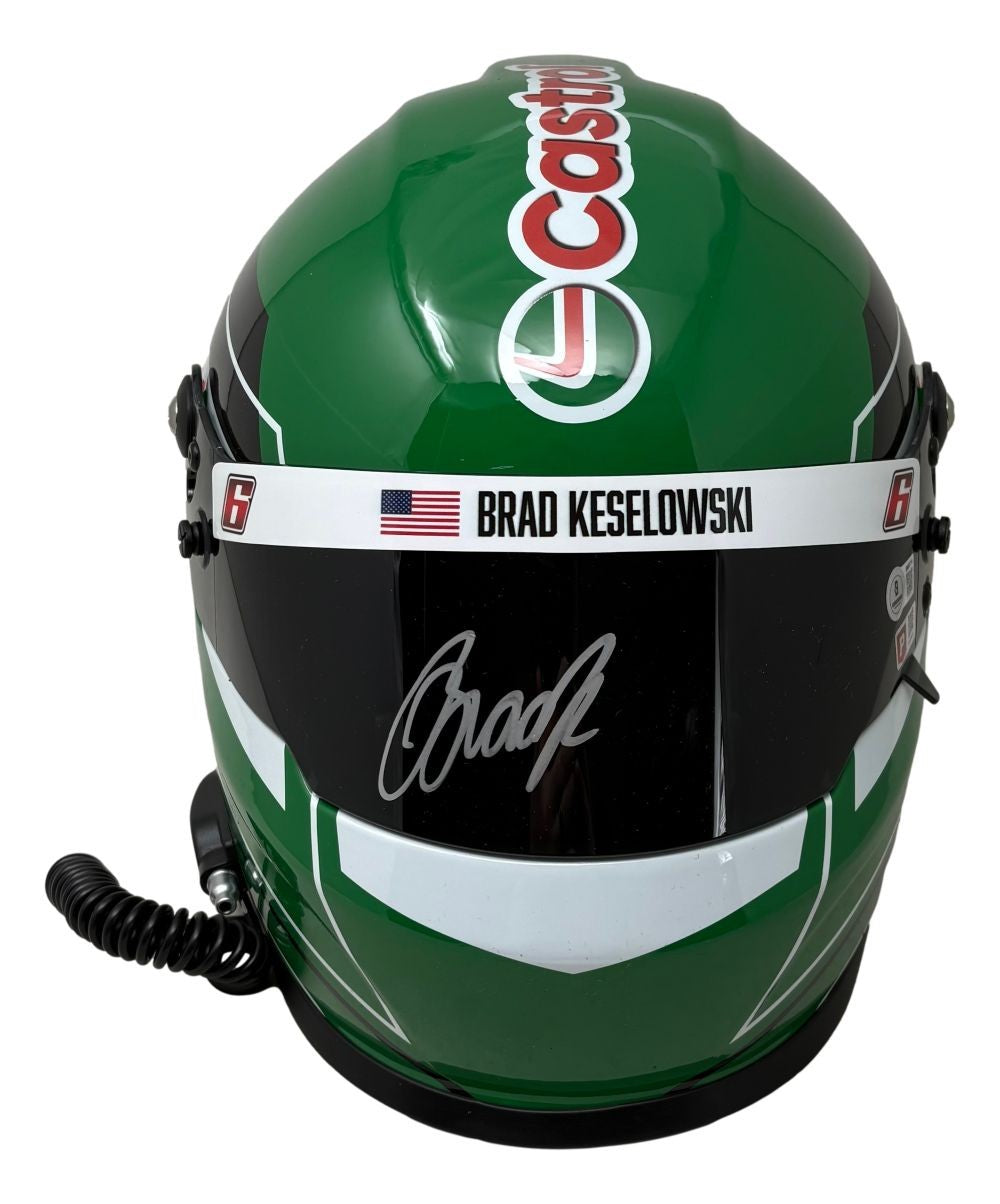 Brad Keselowski Signed NASCAR Green Castrol Full Size Replica Racing Helmet BAS