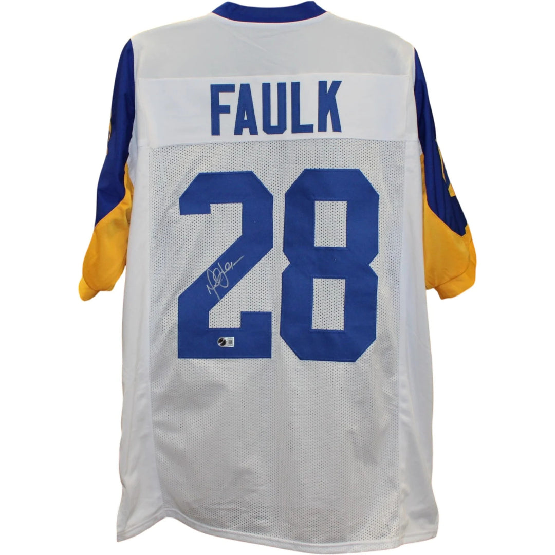 Marshall Faulk Autographed/Signed Pro Style XL Jersey TB White Beckett W 58509