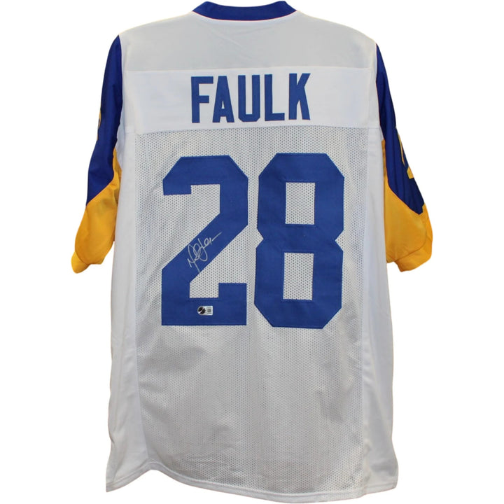 Marshall Faulk Autographed/Signed Pro Style XL Jersey TB White Beckett W 58509
