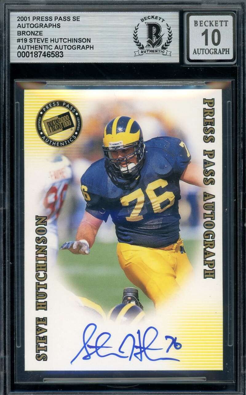 Steve Hutchinson Gem Mint 10 Beckett BAS Signed 2001 Press Pass Rookie Autograph