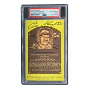 Enos Slaughter Signed In Black 4x6 St Louis Cardinals HOF Plaque Card