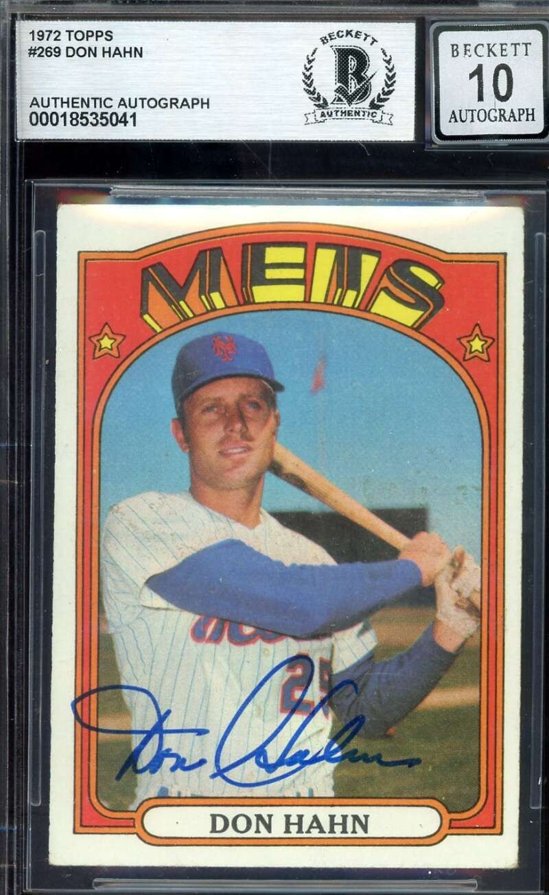 Don Hahn Gem Mint 10 Beckett BAS Signed 1972 Topps Autograph