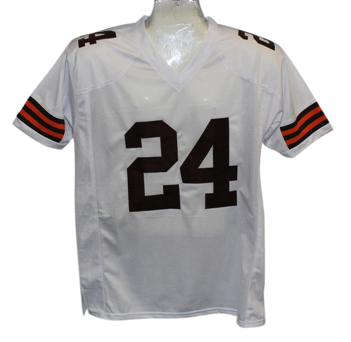Nick Chubb Autographed/Signed Pro Style White XL Jersey BAS 32359