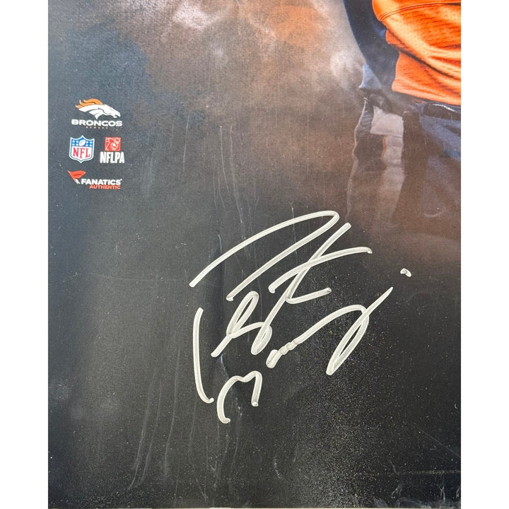 John Elway Peyton Manning Signed Denver Broncos 20x24 Photo AS IS Beckett 57880