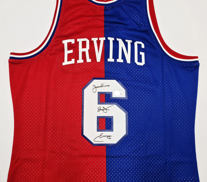 76ers Julius "Dr. J" Erving Auto Red & Blue M&N 1982 HWC Swingman Jersey Size L