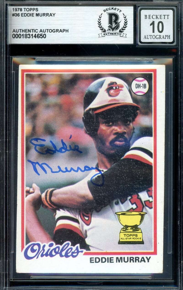 Eddie Murray Gem Mint 10 Beckett BAS Signed 1978 Topps Rookie Autograph