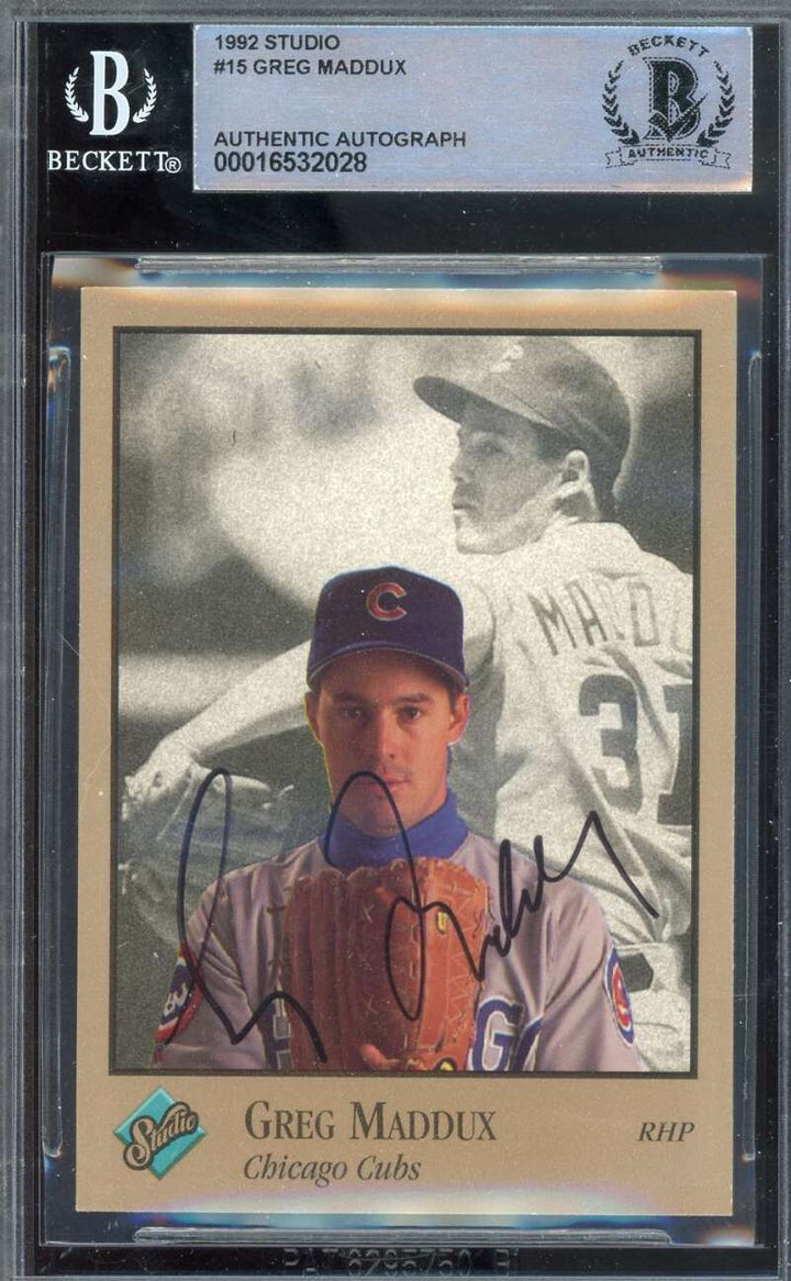 Greg Maddux Beckett BAS Signed 1992 Studio Autograph