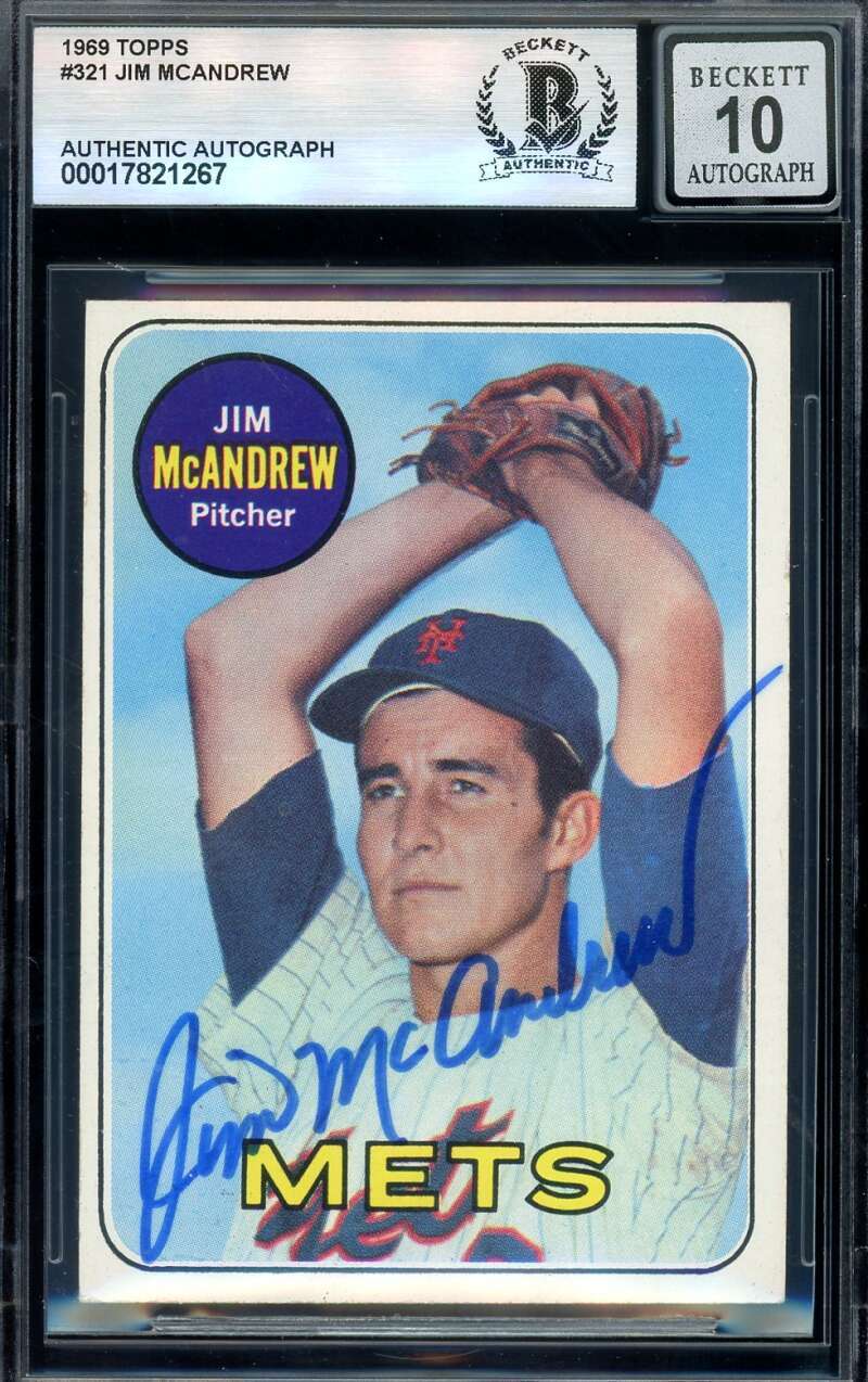 Jim McAndrew Gem Mint 10 Beckett BAS Signed 1969 Topps Autograph