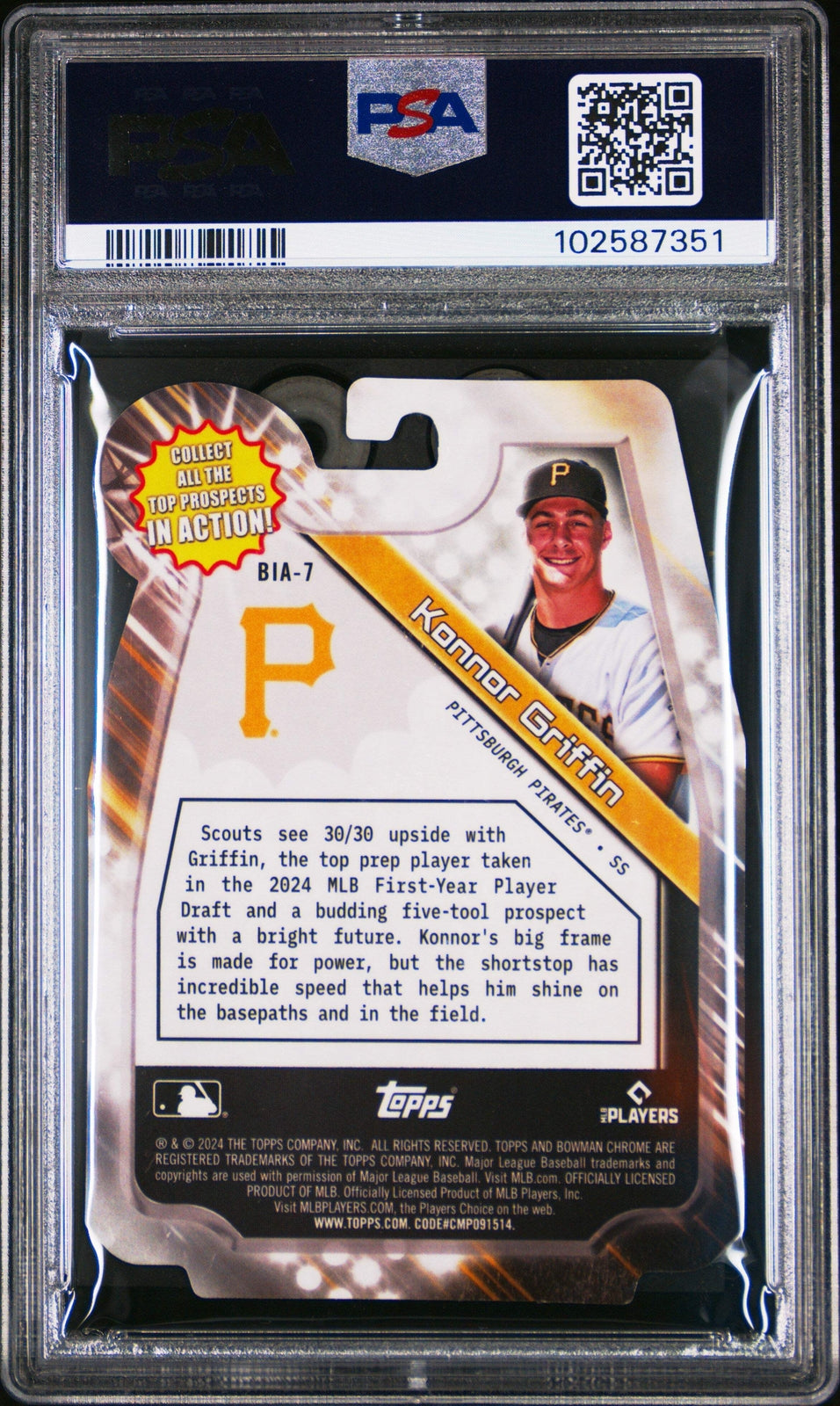 Graded 2024 Bowman Draft Konnor Griffin #BIA7 In Action RC Baseball Card PSA 10