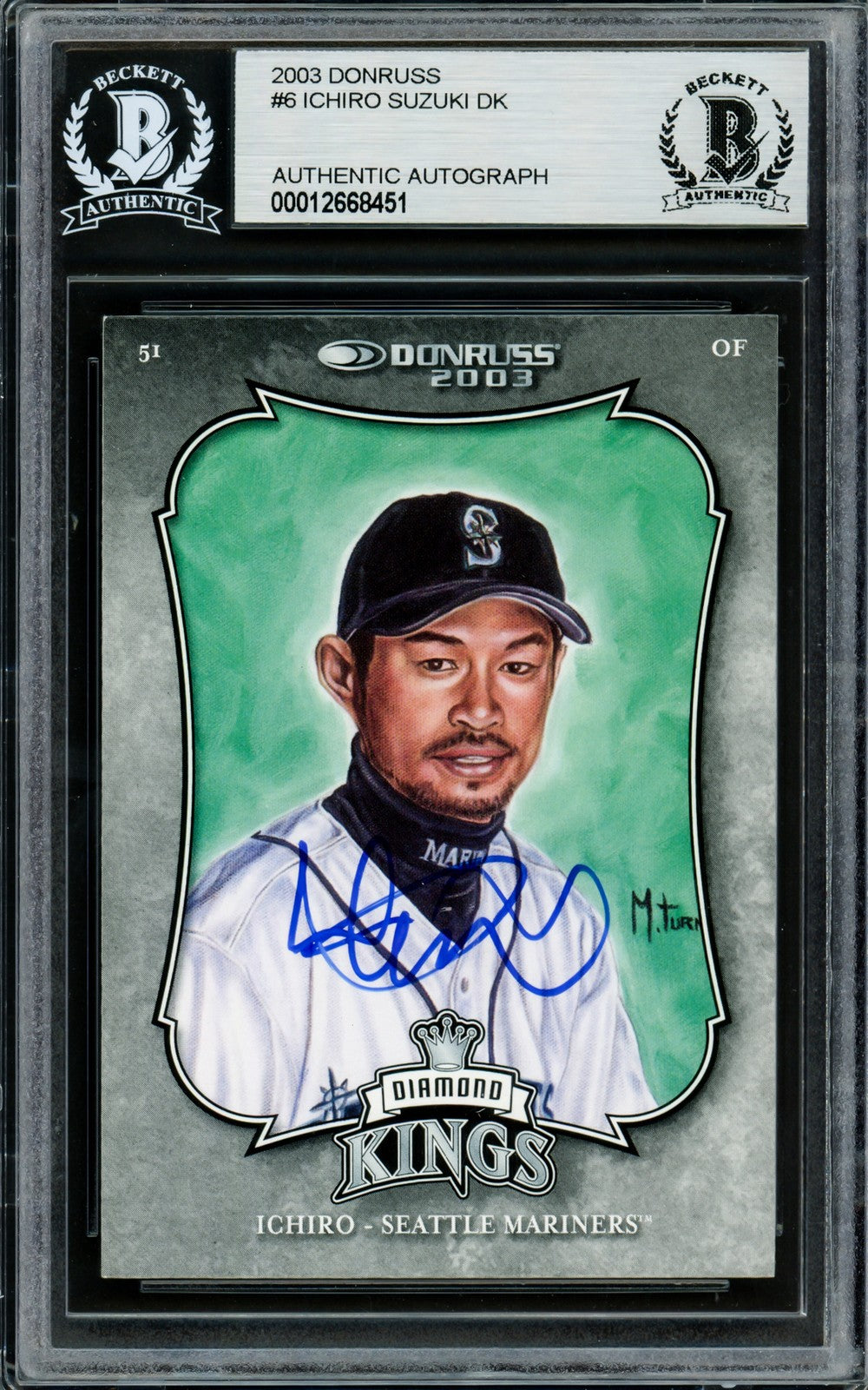 Ichiro Suzuki Signed 2003 Donruss Diamond Kings Card 6 Seattle Mariners Beckett