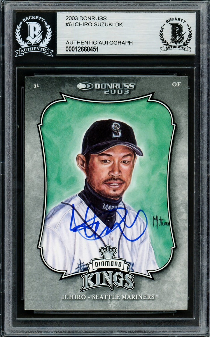Ichiro Suzuki Signed 2003 Donruss Diamond Kings Card 6 Seattle Mariners Beckett