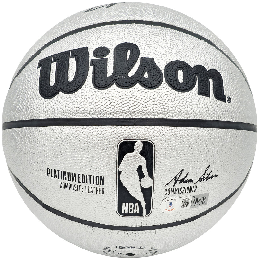 Allen Iverson Auto Platinum Edition Composite Leather Basketball 76ers Beckett