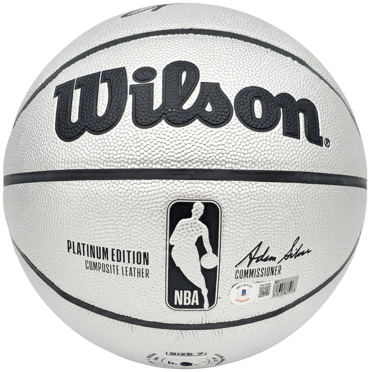 Allen Iverson Auto Platinum Edition Composite Leather Basketball 76ers Beckett