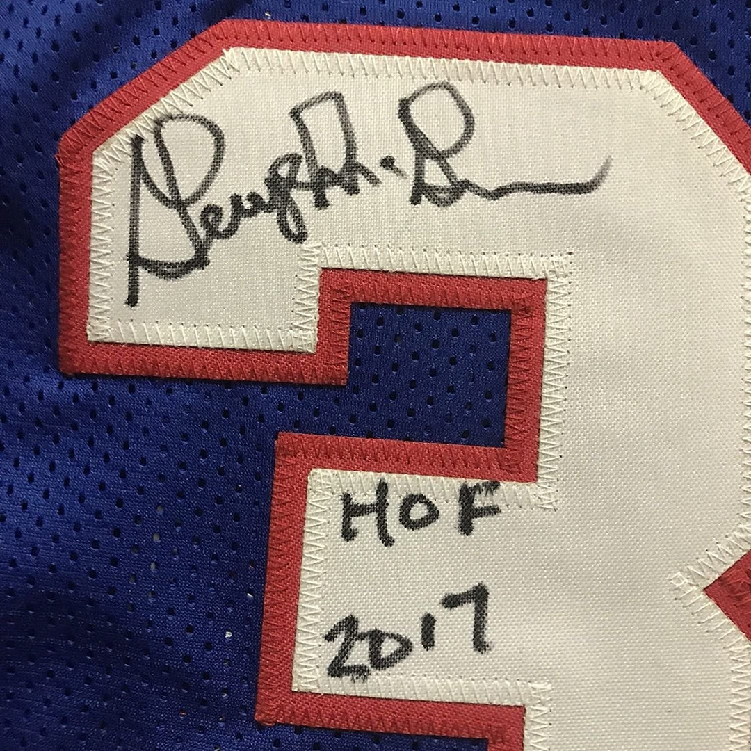 FRAMED Signed GEORGE MCGINNIS 35x39 Philadelphia Blue Jersey JSA COA