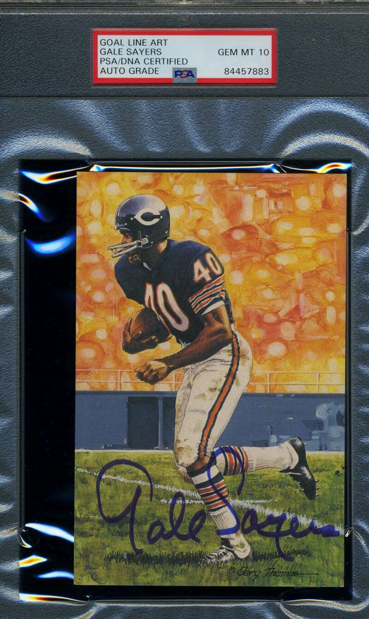 Gale Sayers Gem Mint 10 PSA DNA Slabbed Signed Goal Line Art Card Autograph GLAC