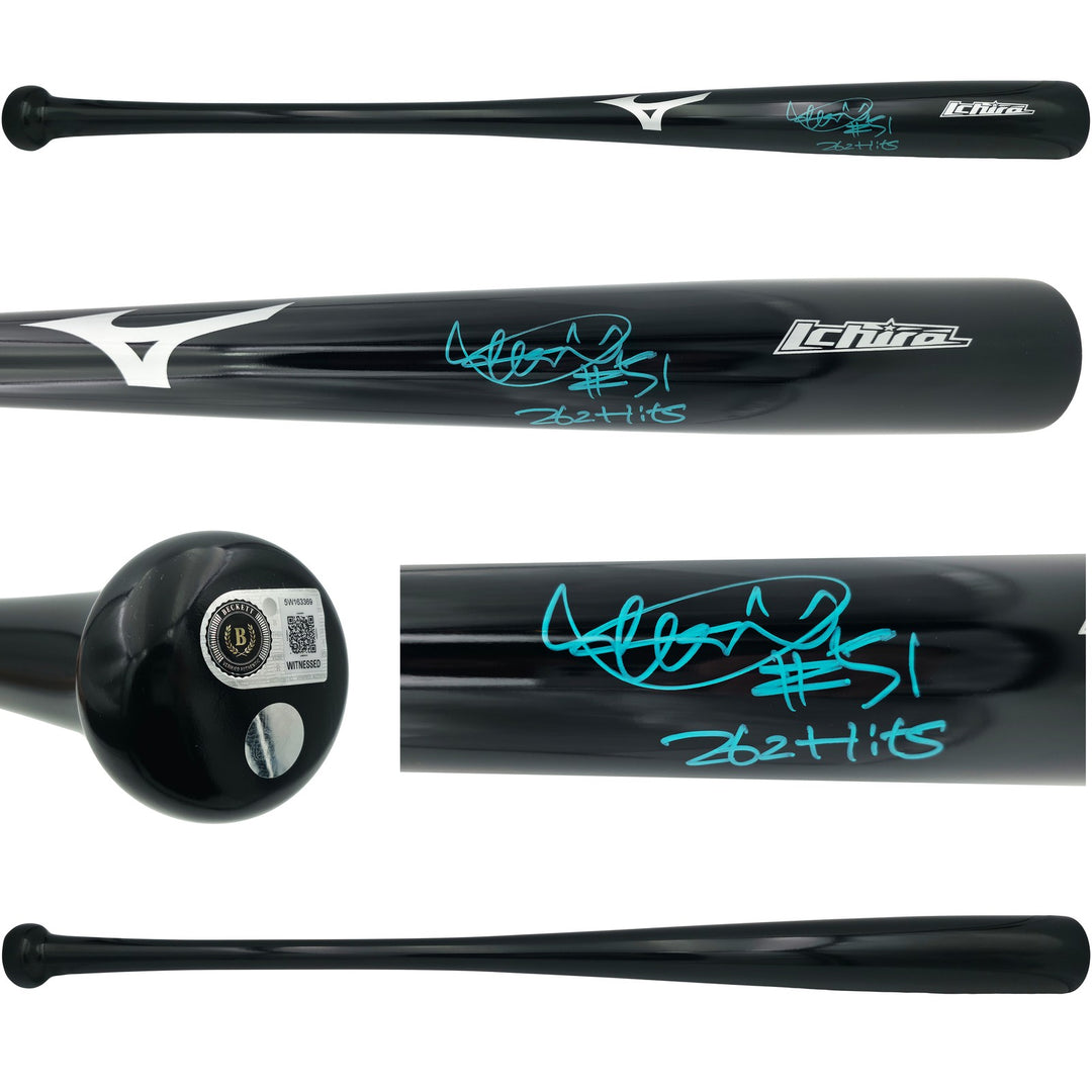Ichiro Suzuki Signed Black Mizuno Bat 262 Hits & #51 IS Holo BAS Witness