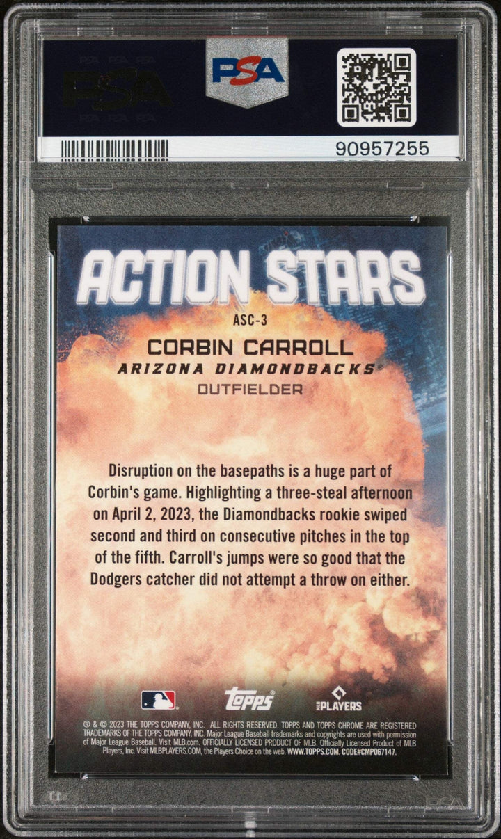 Graded 2023 Topps Chrome Corbin Carroll #ASC3 Action Stars Baseball Card PSA 10