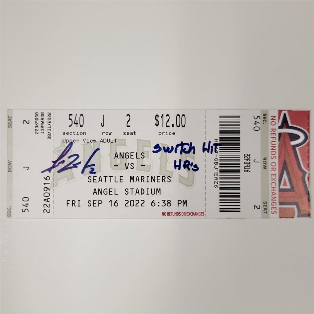 Luis Rengifo signed "Switch Hit HRs" Ticket 9/16/22 ~ BAS Beckett Witness holo