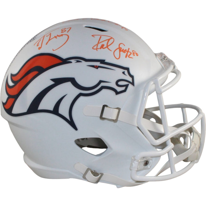 Ed McCaffrey Rod Smith Signed Denver Broncos F/S Alt 24 Helmet Beckett 56367