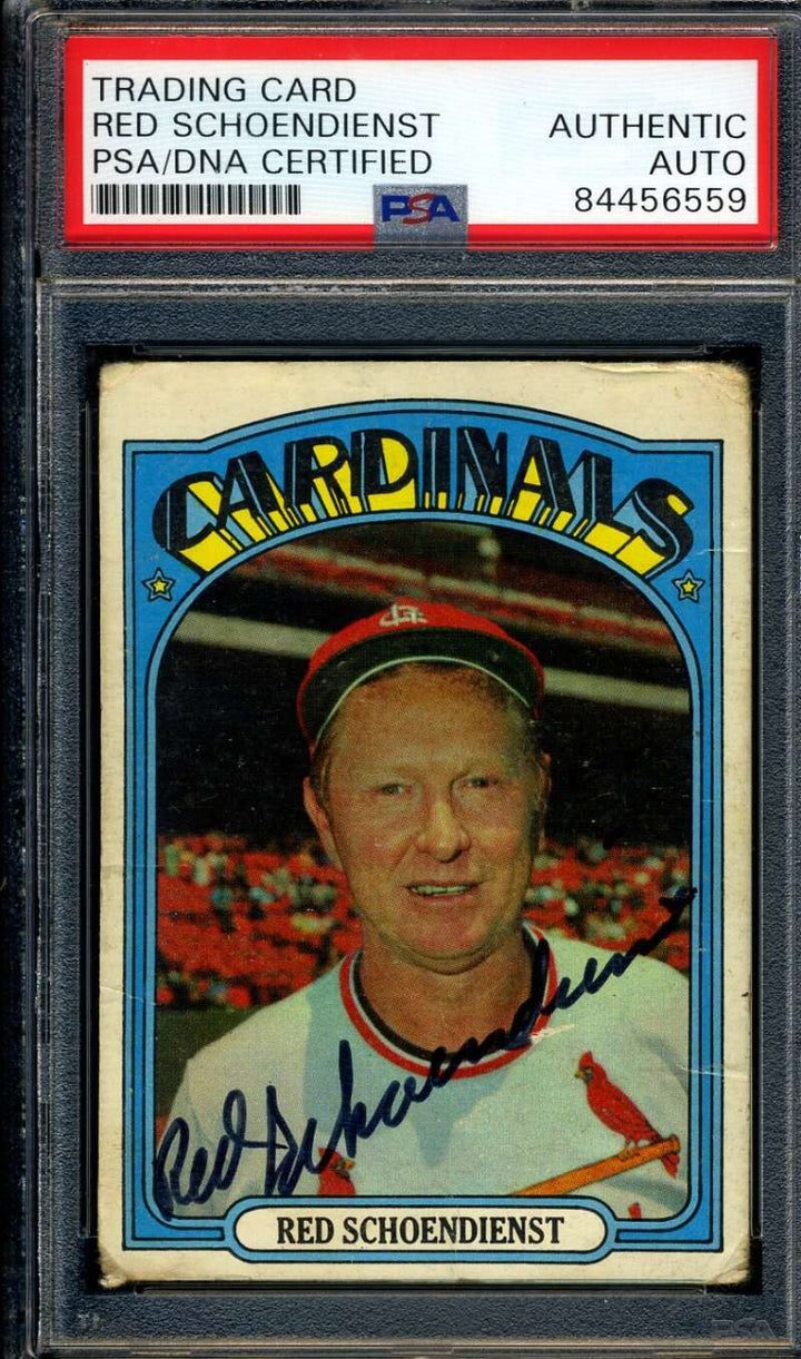 Red Schoendienst PSA DNA Signed 1972 Topps Autograph