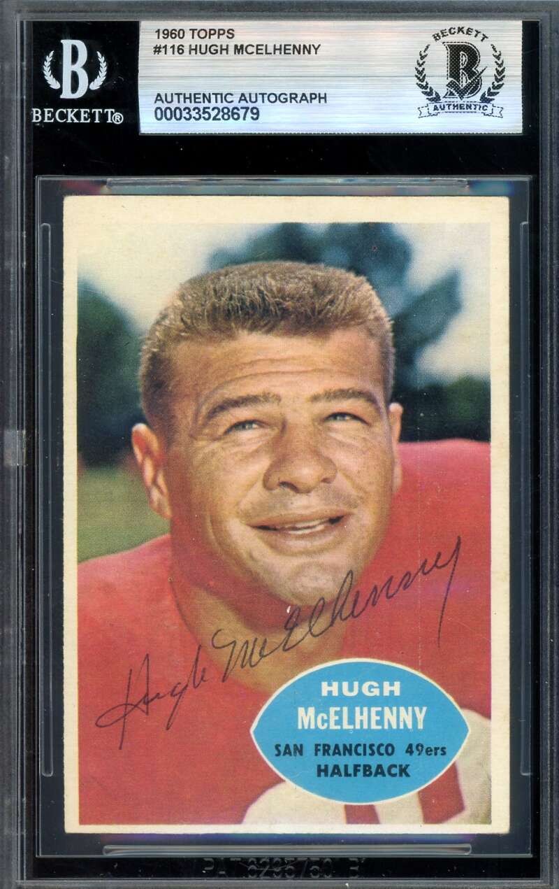 Hugh McElhenny Beckett BAS Vintage Signed 1960 Topps Autograph