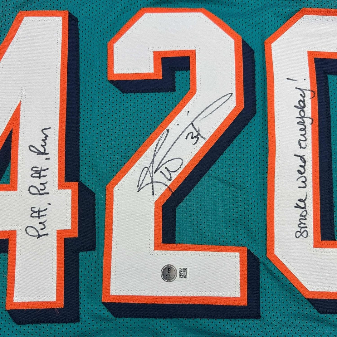 Framed Autographed/Signed Ricky Williams 35x39 Smoke Weed #420 Jersey COA