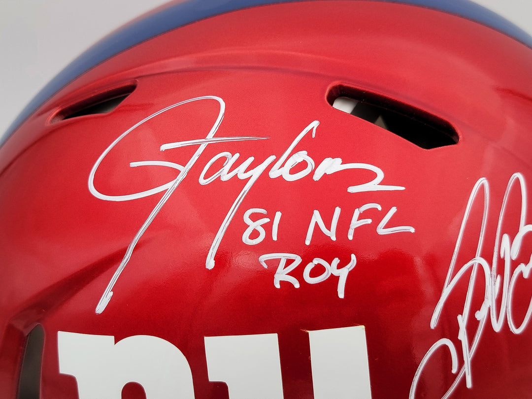 Lawrence Taylor Saquon Barkley Auto Giants Flash Red Full Auth Helmet ROY BAS