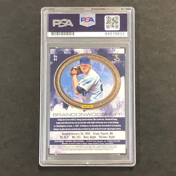 2018 Panini Diamond Kings #94 Brandon Woodruff Signed Card PSA Slabbed Auto RC B