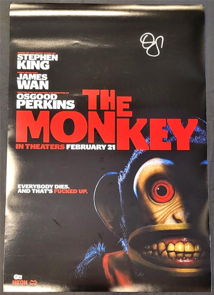 Osgood Perkins signed The Monkey 27x40 movie poster #3 autograph ~ Beckett BAS
