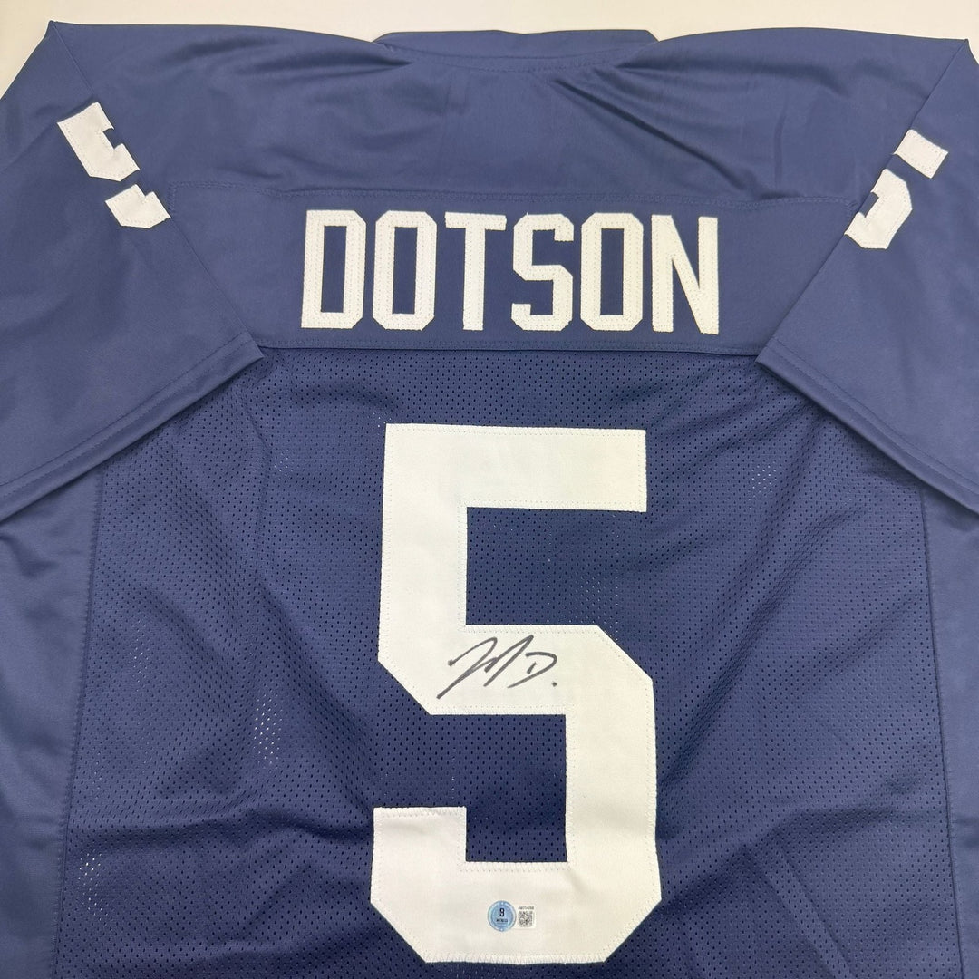 Autographed/Signed Jahan Dotson Penn State Blue College Jersey BAS COA