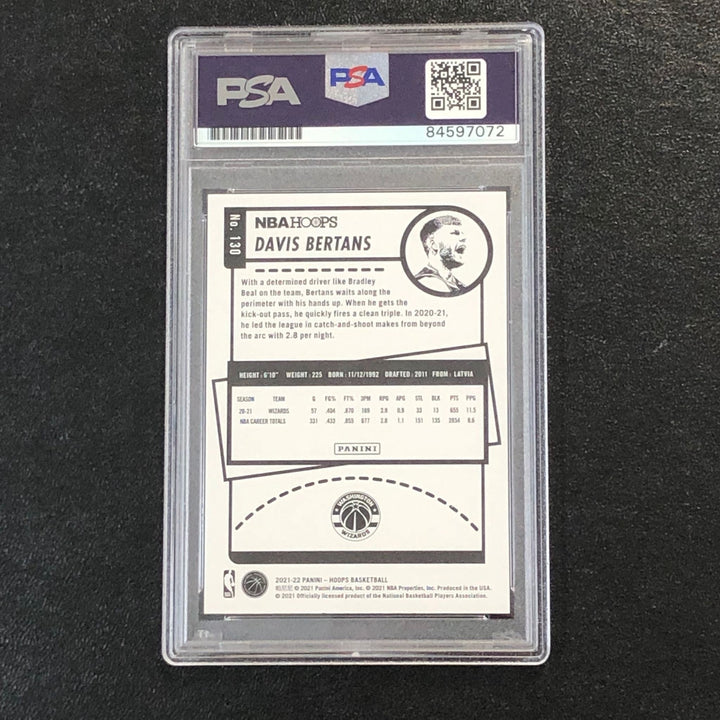 2021-22 NBA Hoops #130 Davis Bertans Signed Card AUTO 10 PSA/DNA Slabbed Wizards
