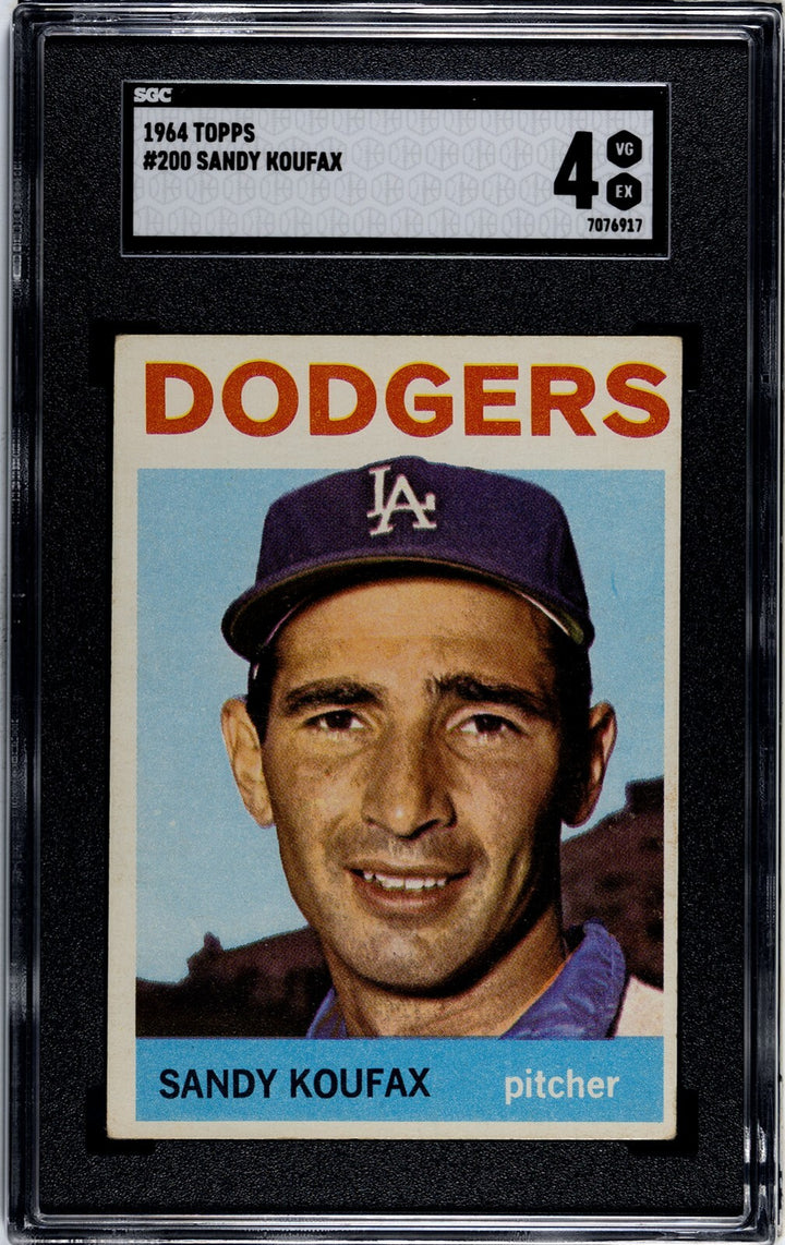 Sandy Koufax 1964 Topps Card #200 Los Angles Dodgers - SGC Graded 4 VG-EX