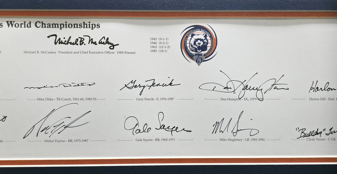 Bears Greats Signed Framed Panoramic Photo With 20 Sigs Beckett BAS