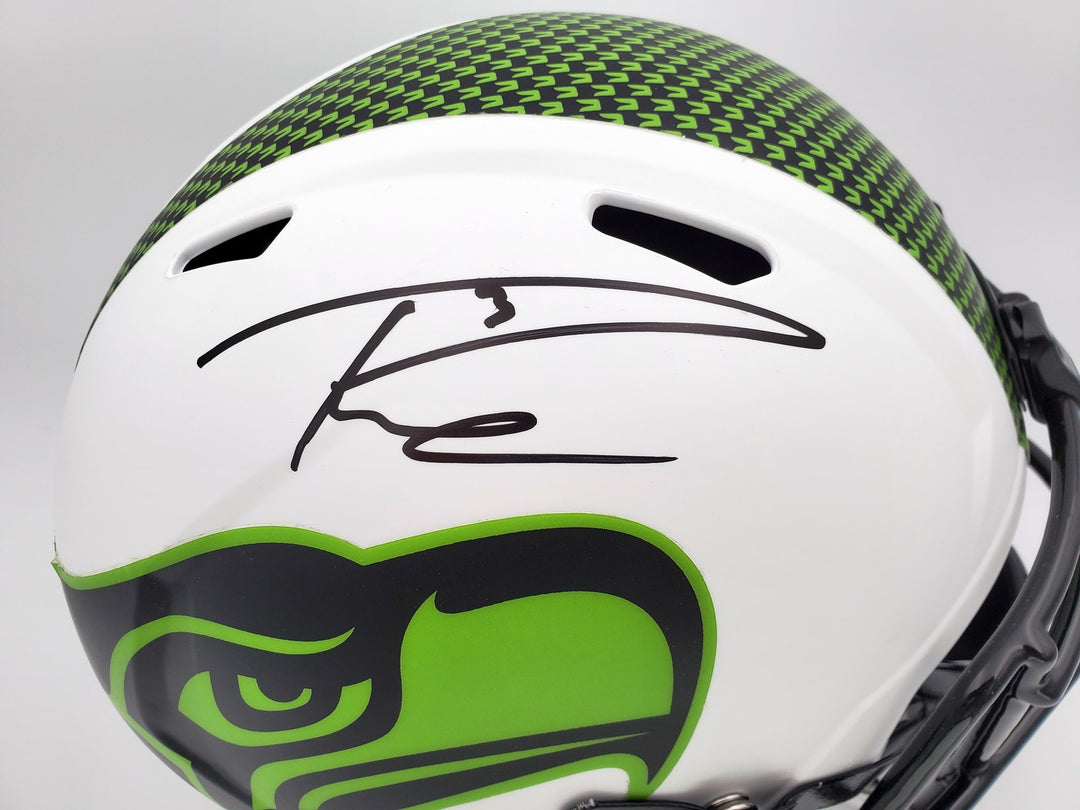 Russell Wilson Auto Seahawks White Lunar Eclipse Full Size Speed Replica Helmet