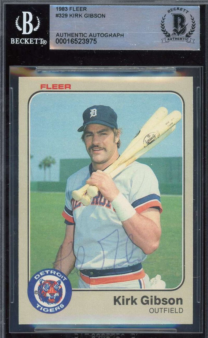 Kirk Gibson Beckett BAS Signed 1983 Fleer Autograph 1