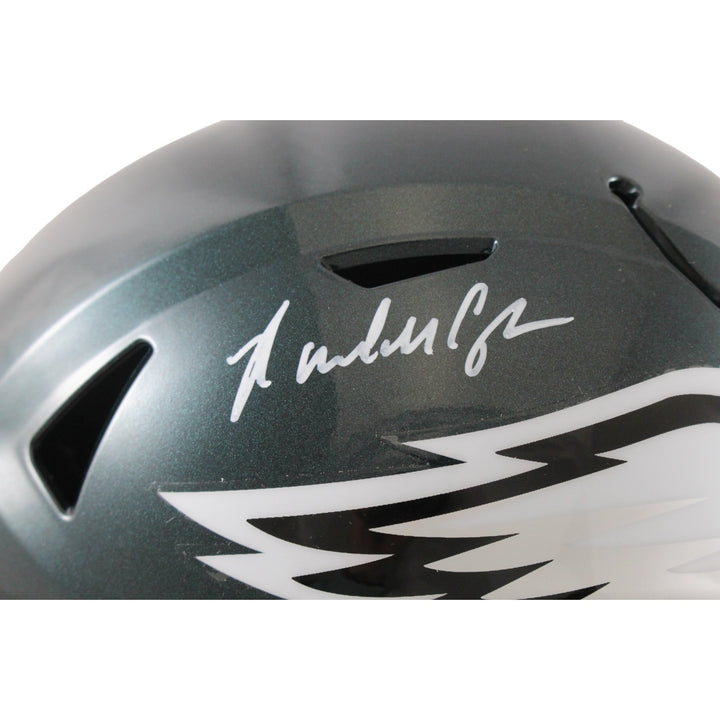 Randall Cunningham Signed Philadelphia Eagles Mid-Size Midi Helmet Beckett 55630