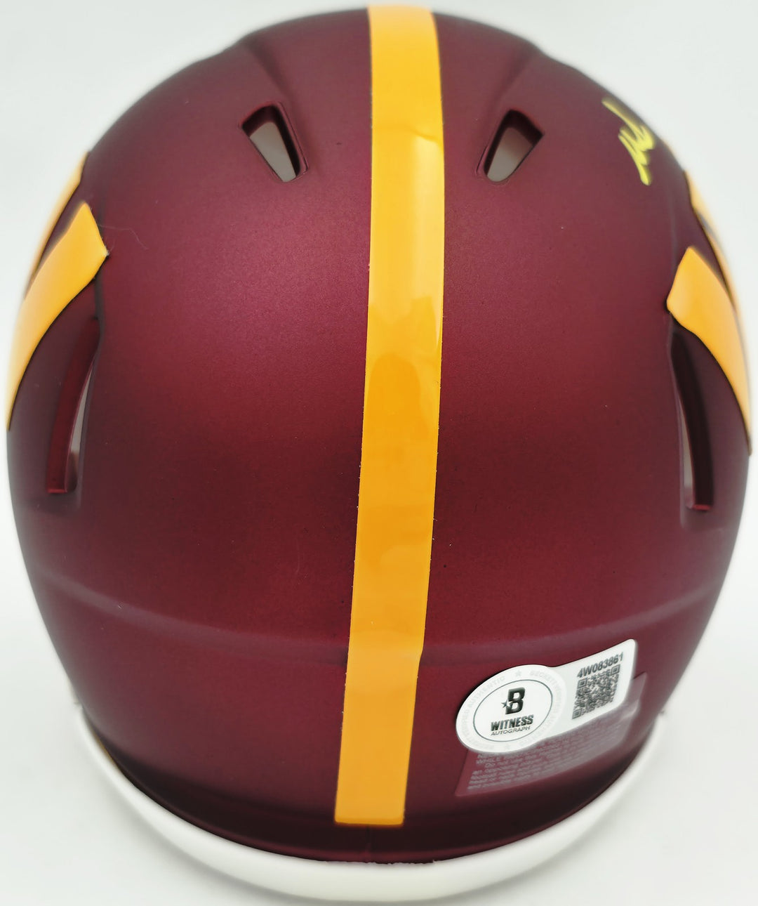 Mike Sainristil Signed Commanders Maroon Speed Mini Helmet Beckett Witness