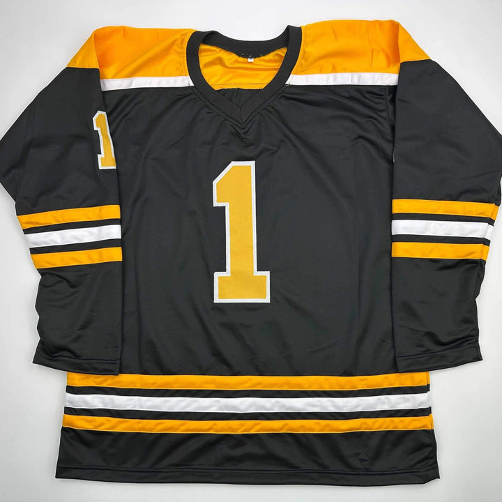 Autographed/Signed Jeremy Swayman Boston Black Hockey Jersey JSA COA