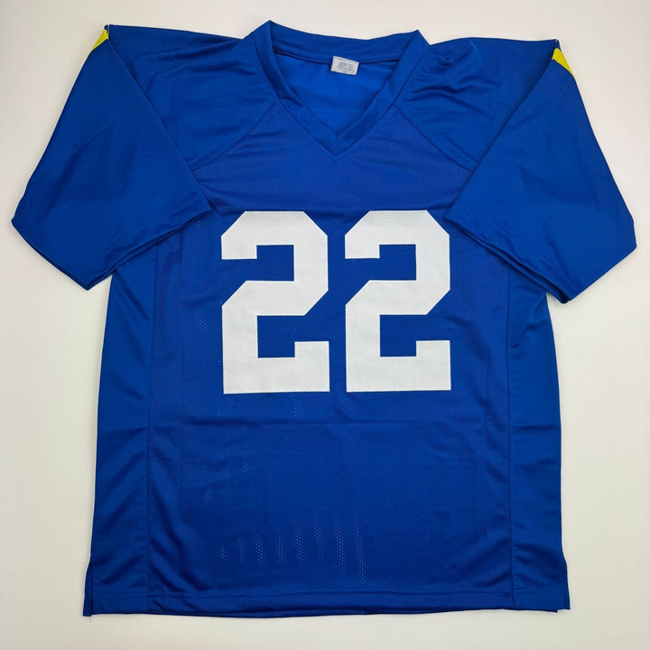 Autographed/Signed Trent McDuffie Los Angeles LA Blue Football Jersey BAS COA