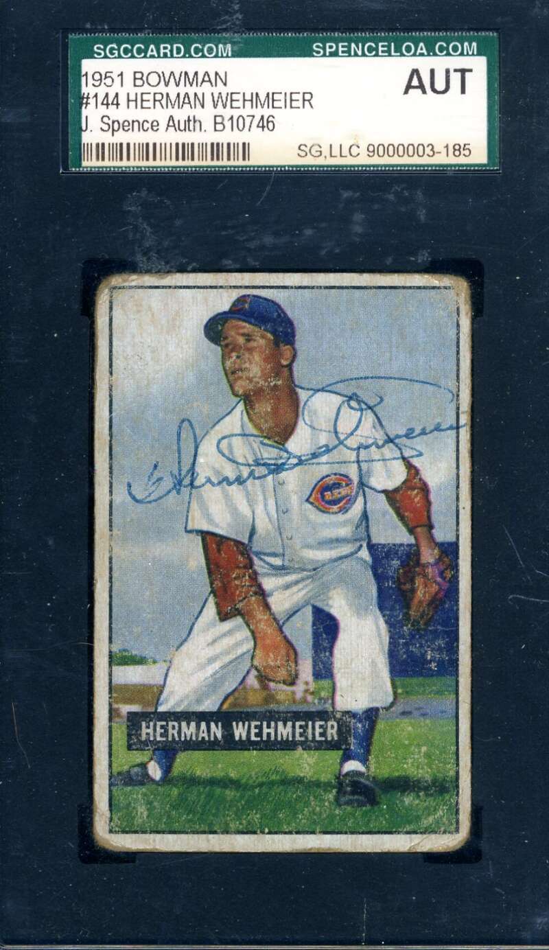 Herman Wehmeier SGC Signed 1951 Bowman Autograph