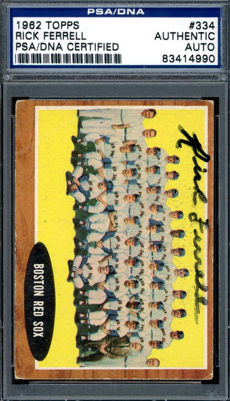 Rick Ferrell PSA DNA Signed 1962 Topps Team Autograph