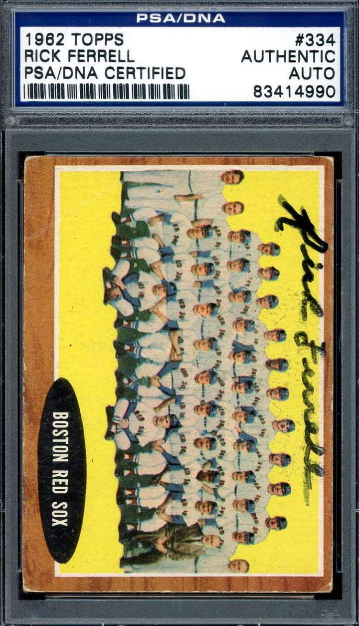 Rick Ferrell PSA DNA Signed 1962 Topps Team Autograph