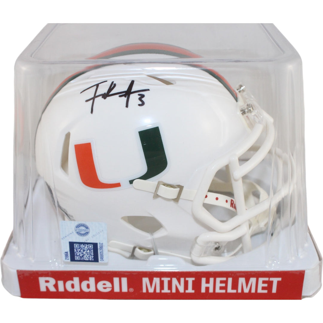 Frank Gore Autographed Miami Hurricanes Mini Helmet Beckett Witness 51655