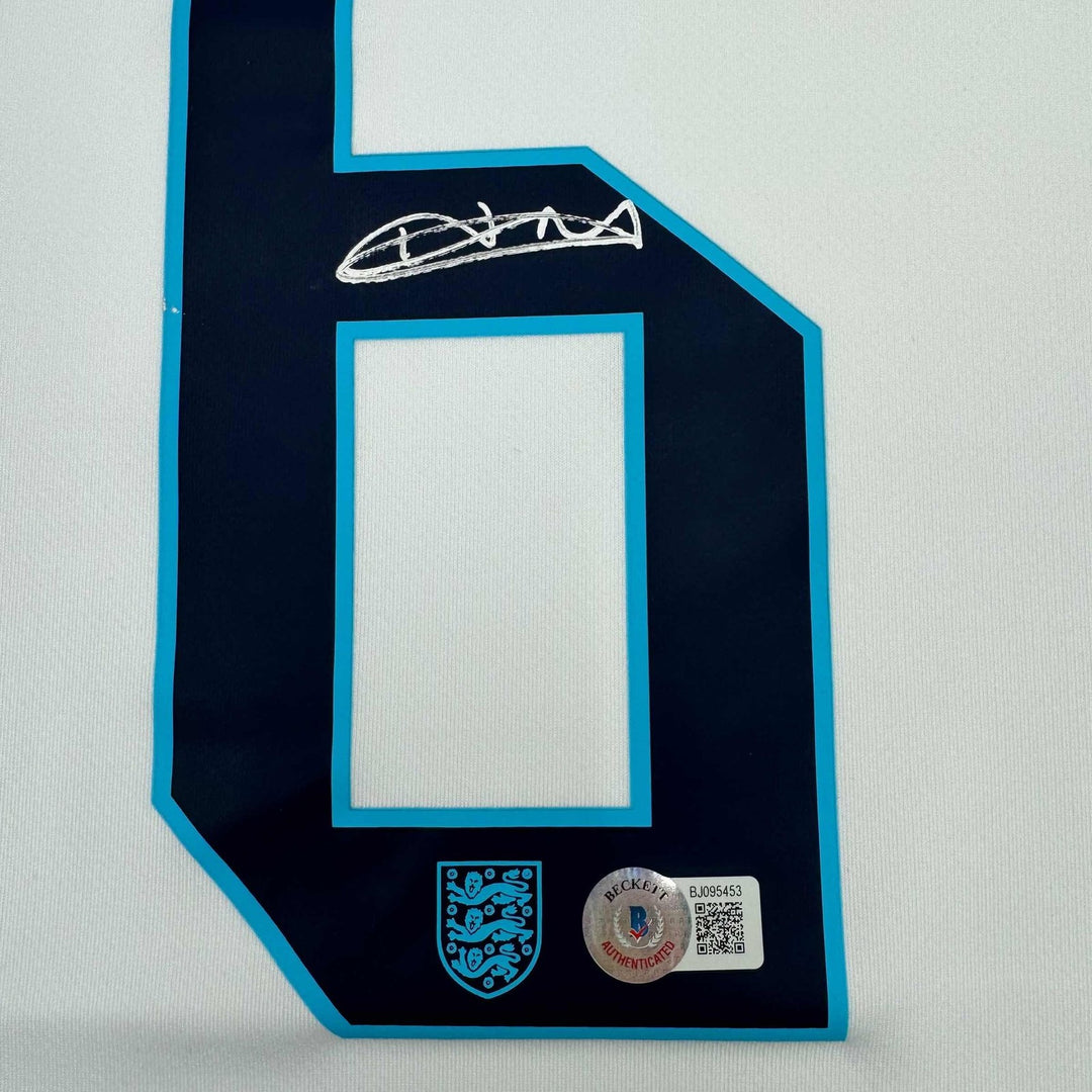 Framed Autographed/Signed Harry Maguire 35x39 England White Jersey BAS COA